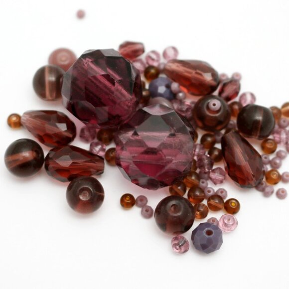 Shades of Purple Czech Glass & Crystal Bead Mix - BEADLOT37 - Picture 1 of 4
